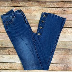 GB size 1 jeans with flare legs with button detail